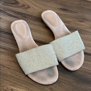 Jeffrey Campbell Silver Rhinestone Women's Slide Sandals